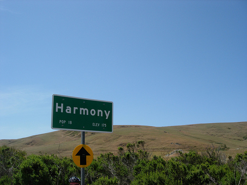 Harmony ahead (pop 18)